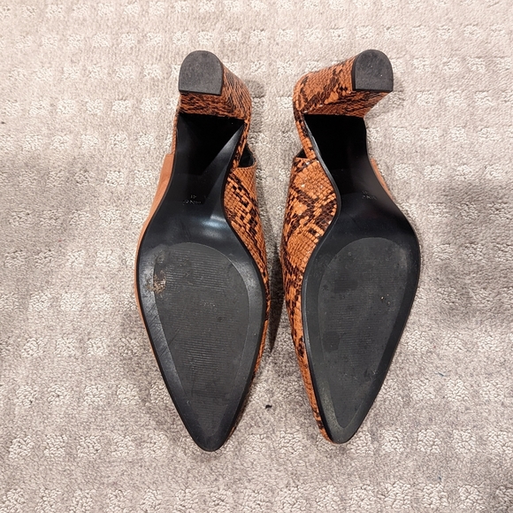 Mango Faux Snakeskin Suede Slingback Heels Size US 9.5 Cognac - Picture 7 of 15